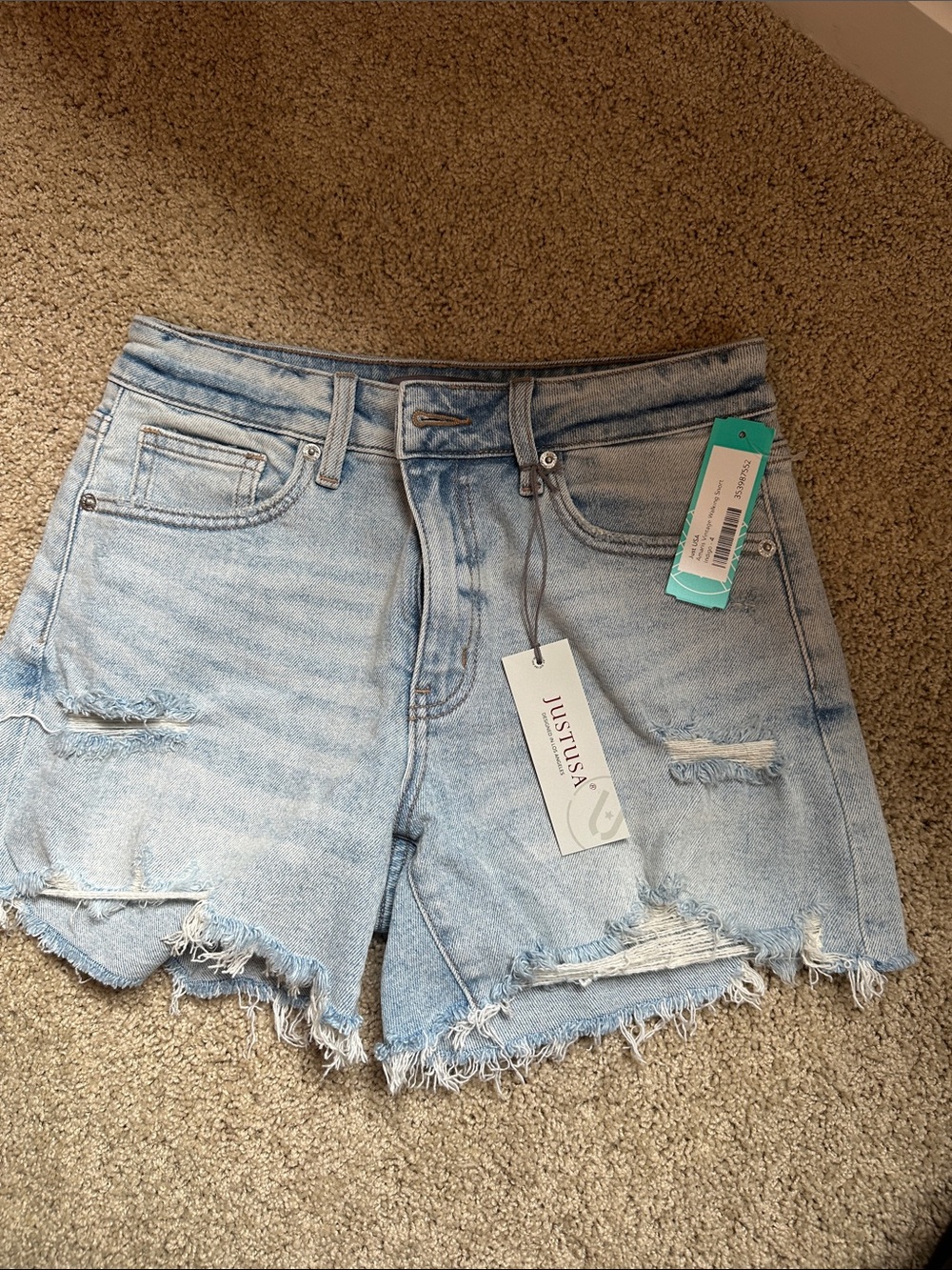 Just USA Light Blue Distressed Denim Cutoff Shorts